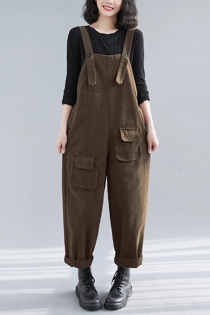 

plus Size Denim Overalls 2023 Spring New Sle Front And Ba Wear Waed Plaid Harem Pants Slimming Effect High Waist Long P...