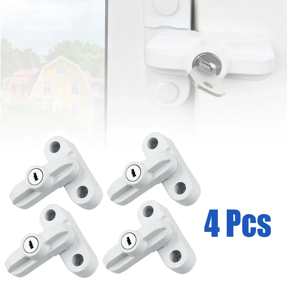 

4 шт. детский безопасный замок для оконной двери с ключом, рычаг безопасности, ручка, защелка с ключами для домашней безопасности, оконный замок