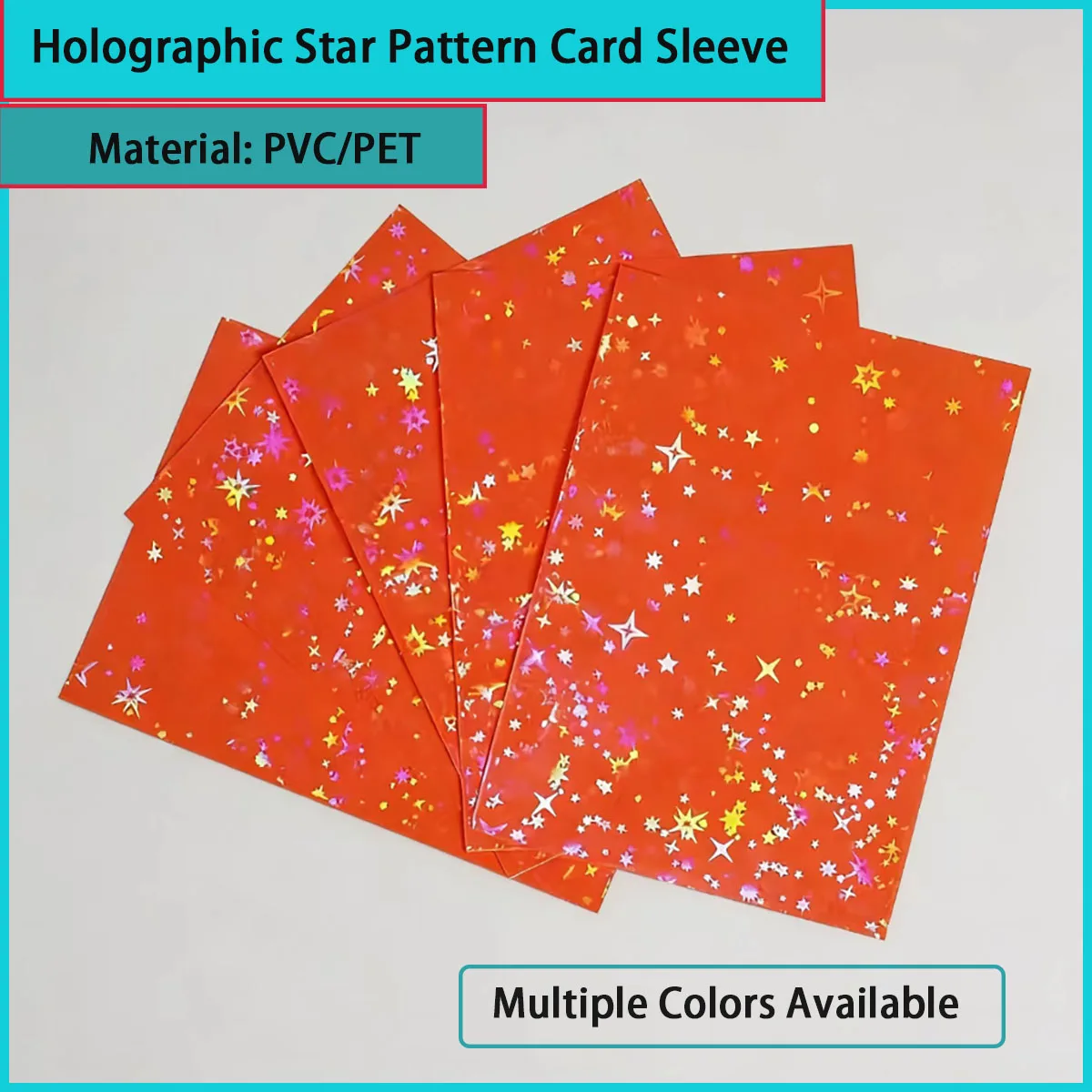 100 star pattern flash holographic card sleeve 66x91mm, available in multiple colors, suitable for TCG card Kpop photo card