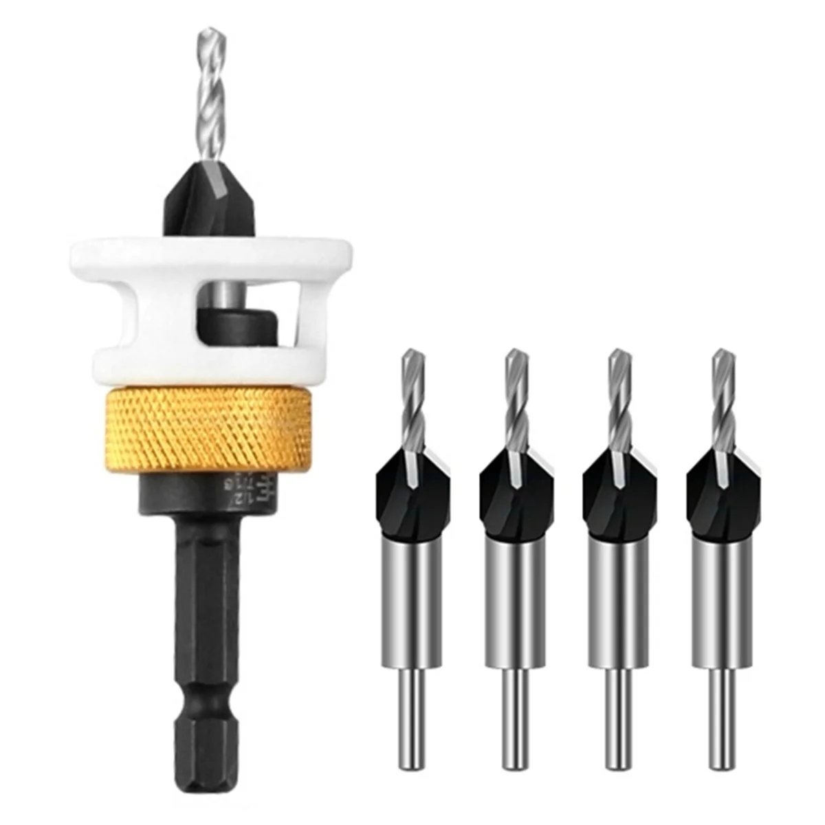 AA98 Countersink Drill Bit with Adjustable Depth Stop Collar Fit for Furniture Making 8mm