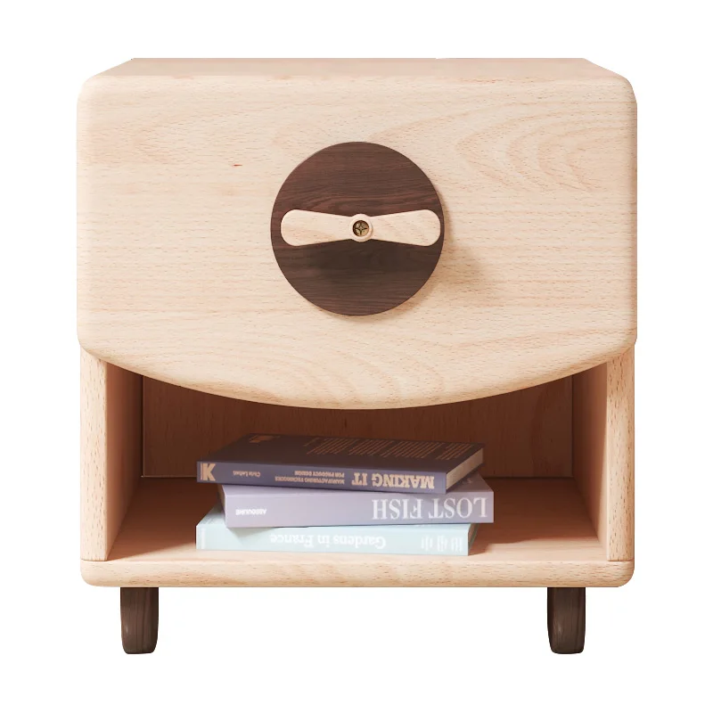 Mesita de noche con diseño de molino de viento para niños, mueble de madera maciza con cajones de dibujos animados para habitación de niñas