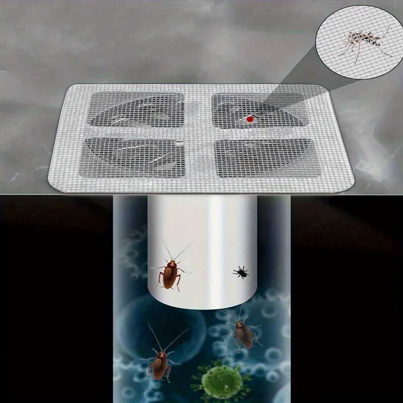 10 ملصقات مضادة للانسداد على شكل تصريف أرضية ذاتية اللصق، فلتر شبكي مقاوم للبقع، لأغطية تصريف حوض الحمام/المطبخ