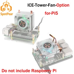 Raspberry Pi 5 ICE Tower Thinner RGB Fan or Higher RGB Fan Pi5 Low-Profile CPU Cooler U-Shaped Copper Tube Fins