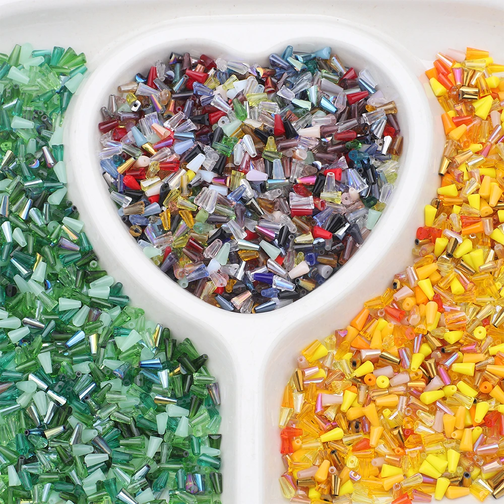 120 Stück 3 x 6 mm Glas-Bugel-Perlen, Charms, Kristall, facettierte Turmform, Schmuckherstellung, Zubehör, DIY, lose Perlen