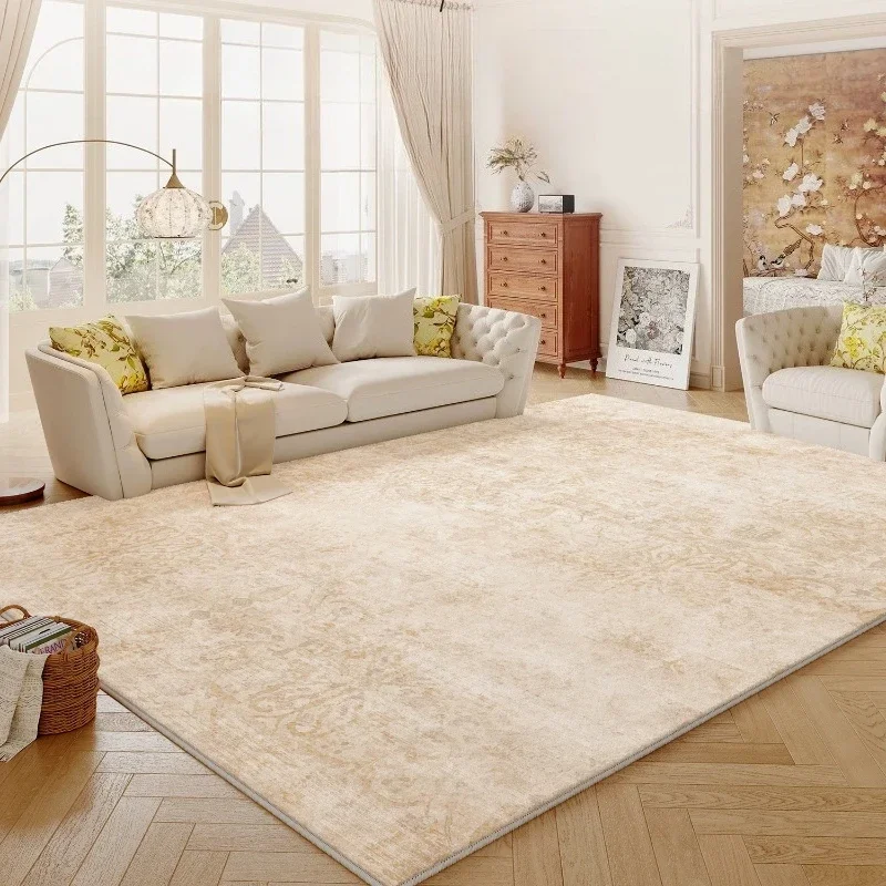 Cream Style Carpets for Living Room Light Luxury Bedroom Decor Carpet French Art Bedside Plush Rug Soft Home Thicken Floor Mat