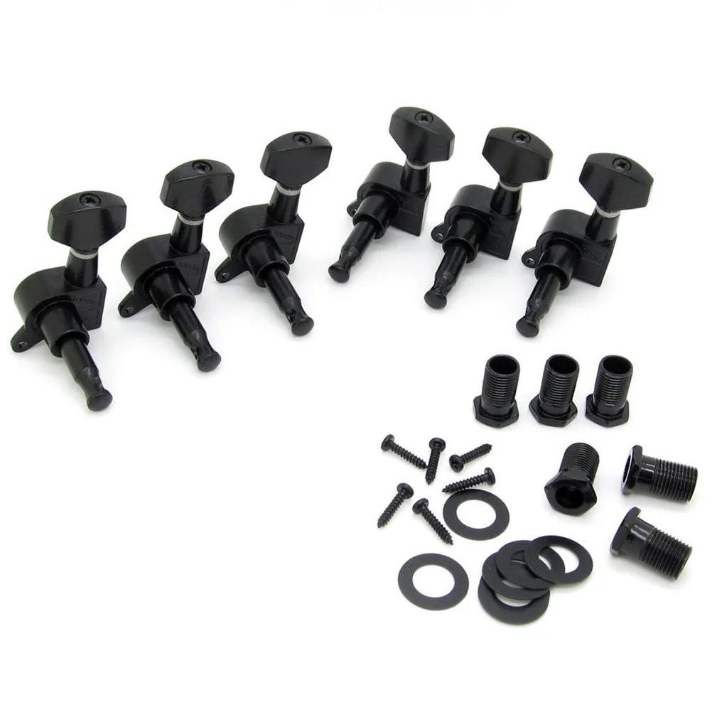 

Black Right-Handed Electric Guitar Tuning Pegs Keys Set for Steel Strings 6R Machine Heads Compatible with Acoustic and