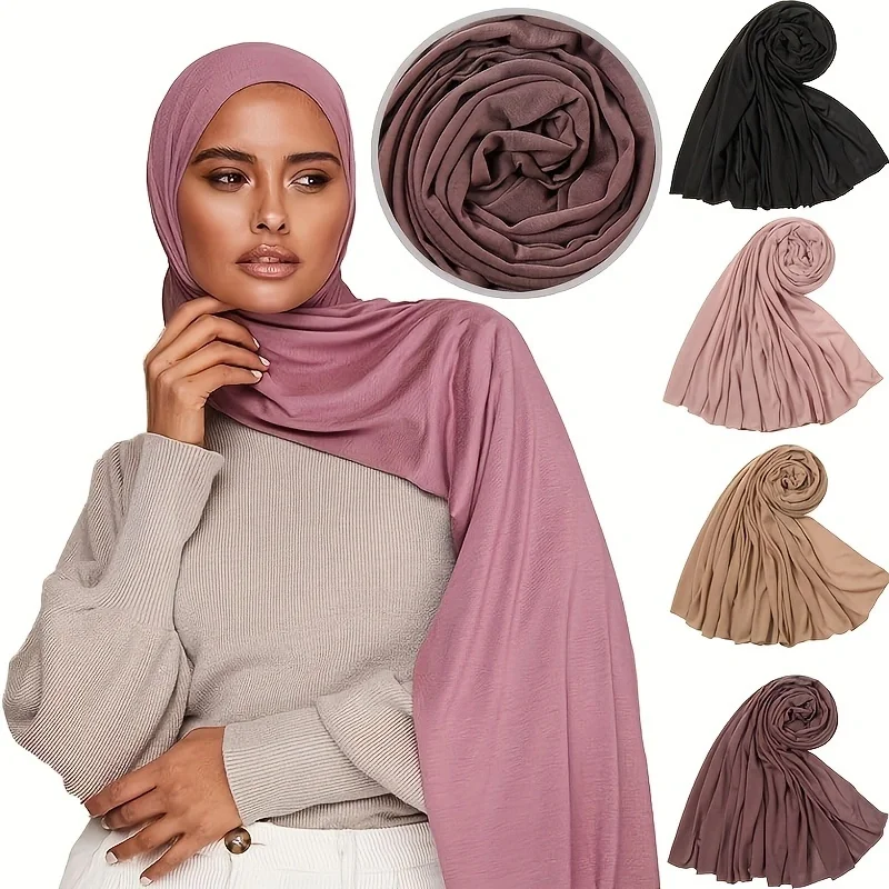 Modny muzułmański hidżab z jersey, szal damski duży rozmiar, bawełniane hidżaby, islamski turban, szale, jednolite modalne szale, chusta na głowę, etola 180*80CM