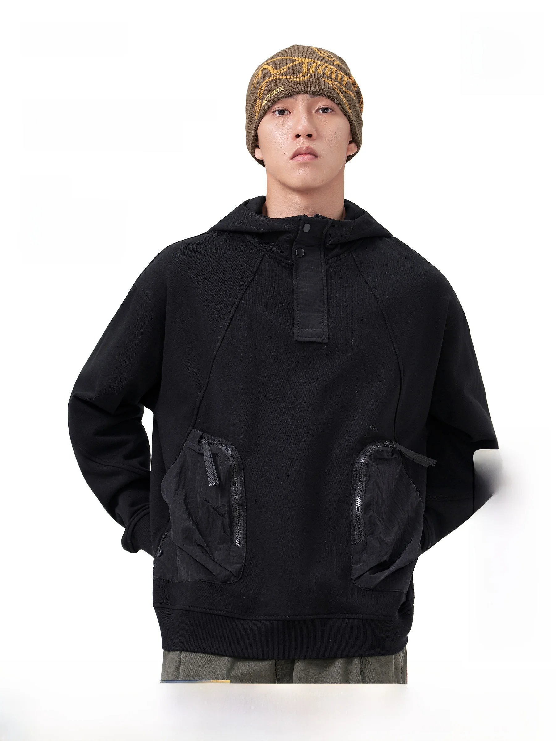 AOGZ Functional Hoodie Heavy Pocket Outdoor Loose Workwear Jacket Trendy Unisex Autumn Long Sleeve Zipper Design Cotton Sweat...