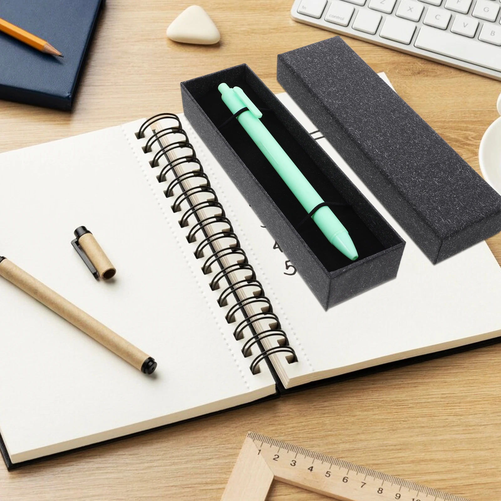 

5 Pcs Pen Boxes Stationery Gift Black Long Rectangle Paper Easy Storage Pens Objects Birthday Awards Business Student