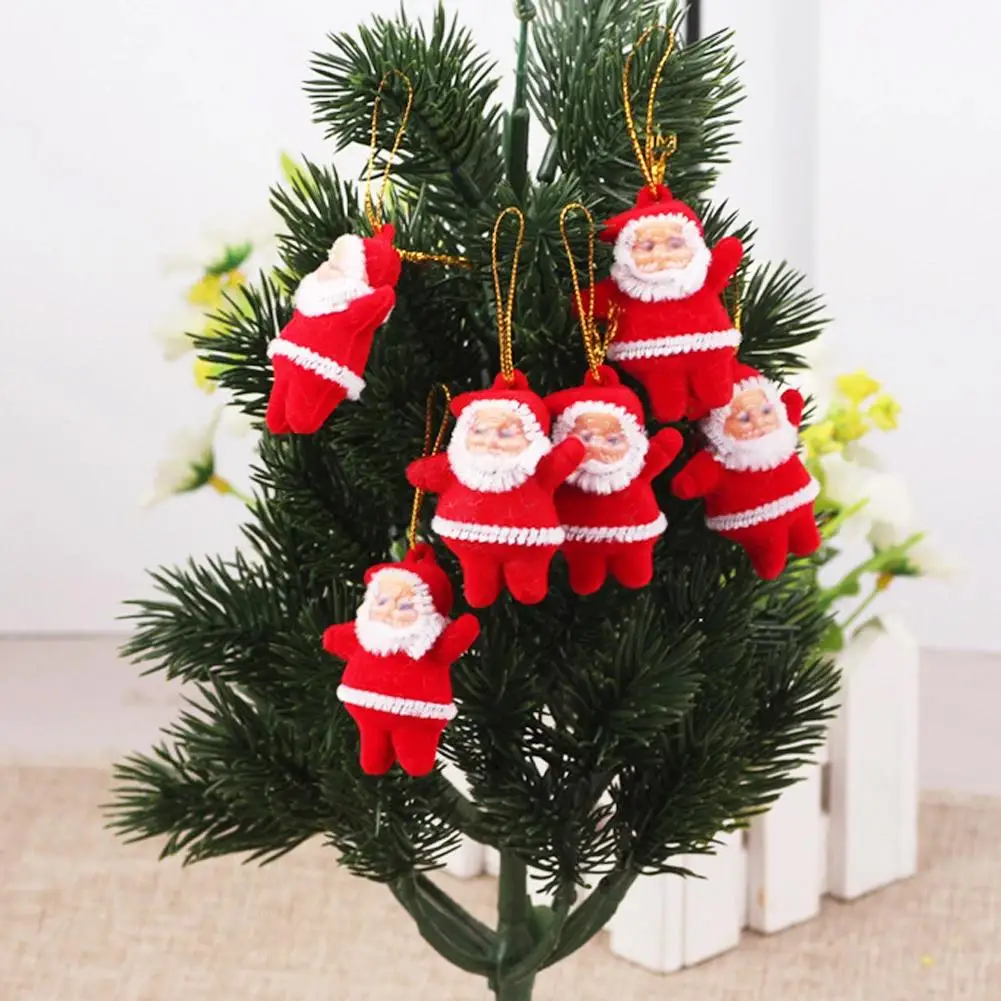 18Pcs/Set Christmas Tree Colorful Santa Pendant Mini Santa Claus Doll Glittering Hanging Ornament New Year Home Party Decoration