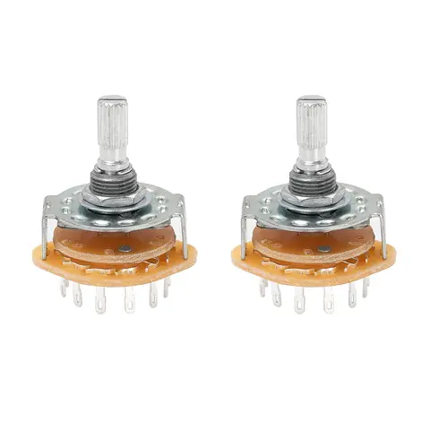 2PCS 20MM Metal Rotary Switch Selector 1P12T/2P6T/3P4T/4P3T M9X0.75 18 Teeth Knurl Shaft With Solder Terminals