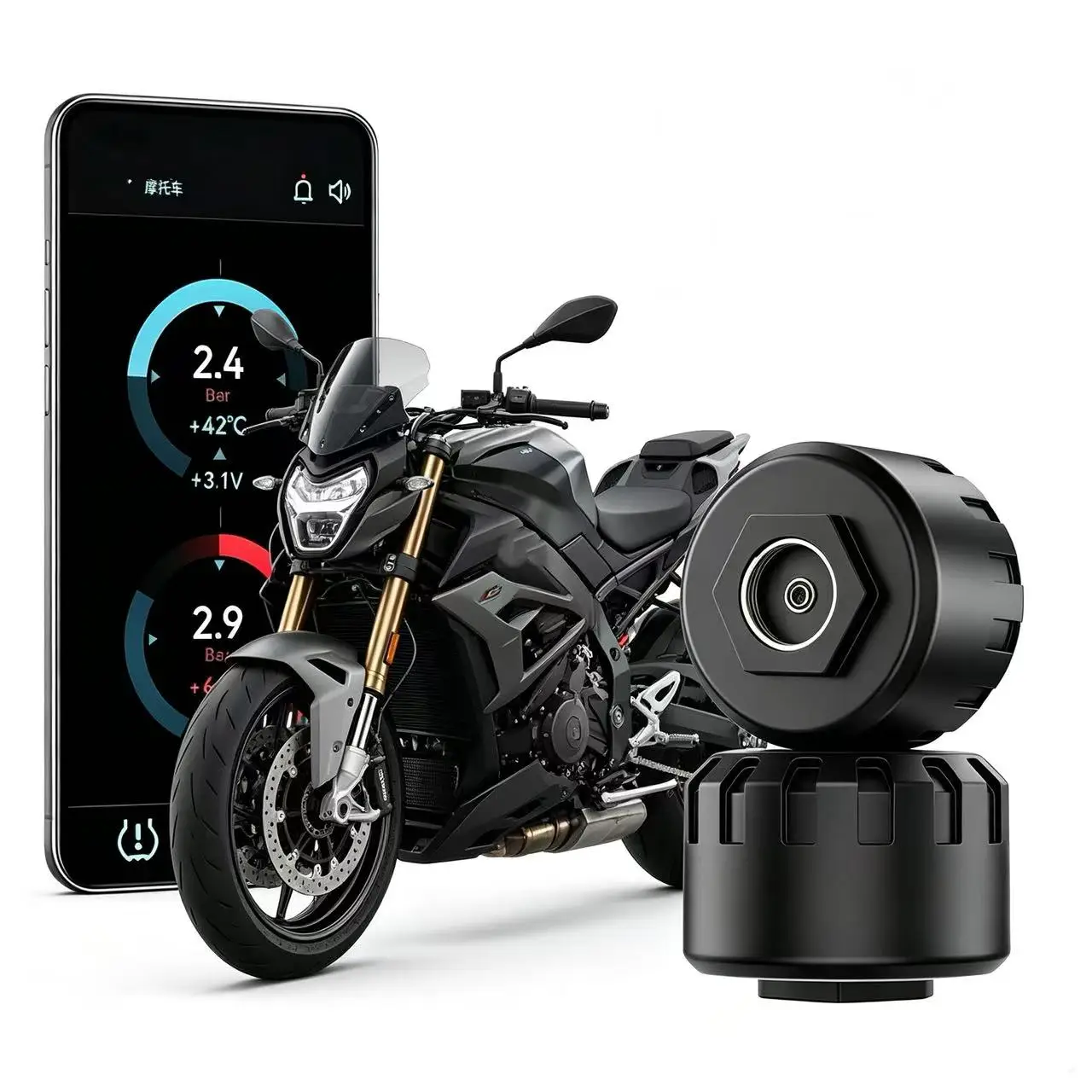 

Bluetooth 5.0 Motorcycle TPMS External Tire Pressure Sensor IP67 Waterproof APP Real Time Monitoring Alarm Universal For Motorcy