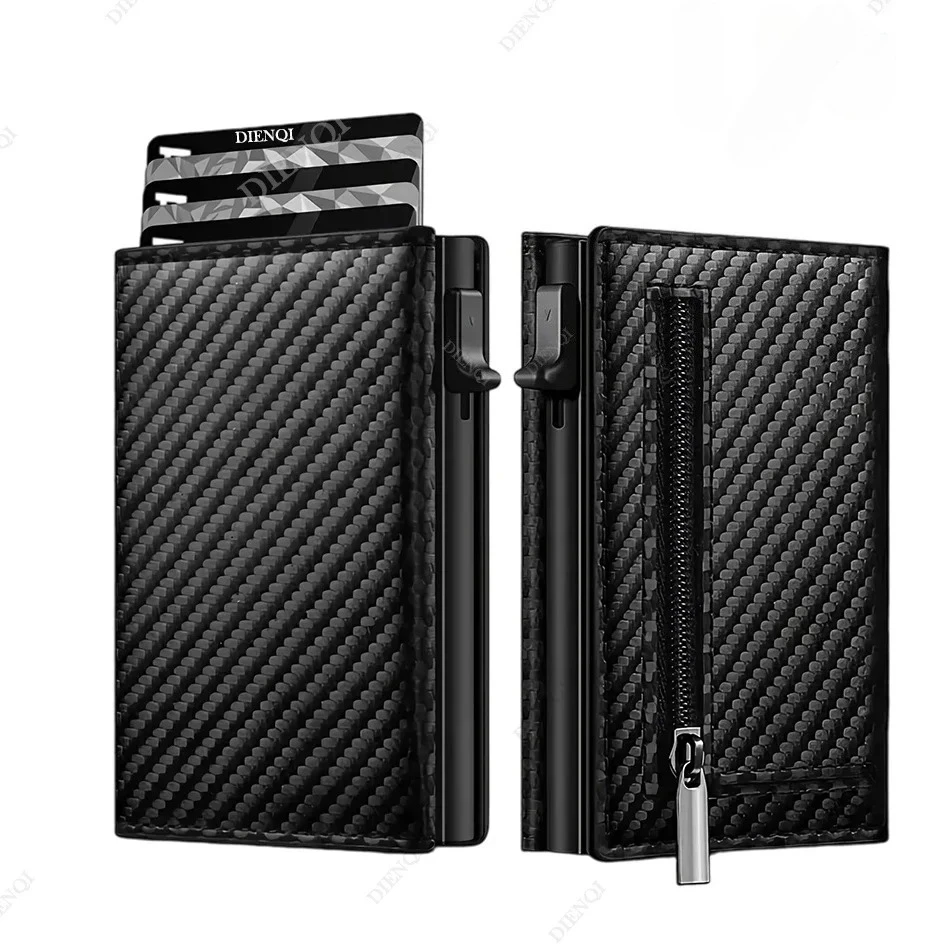 Rfid Credit Card Holder Money Bag Luxury Carbon Fiber Id Bank Cardholder Coin Purse Minimalist Wallet For Men Carteira JJ2205