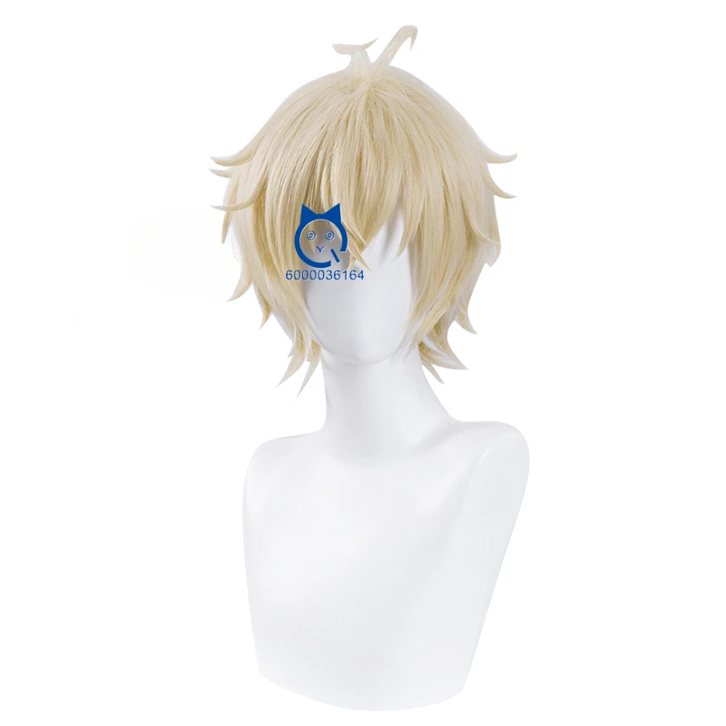 Hyakuya Mikaela Cosplay Wig Men Short 30cm Light Blond Wig Cosplay Anime Expo Wigs Heat Resistant Synthetic Wigs Party Comic Con