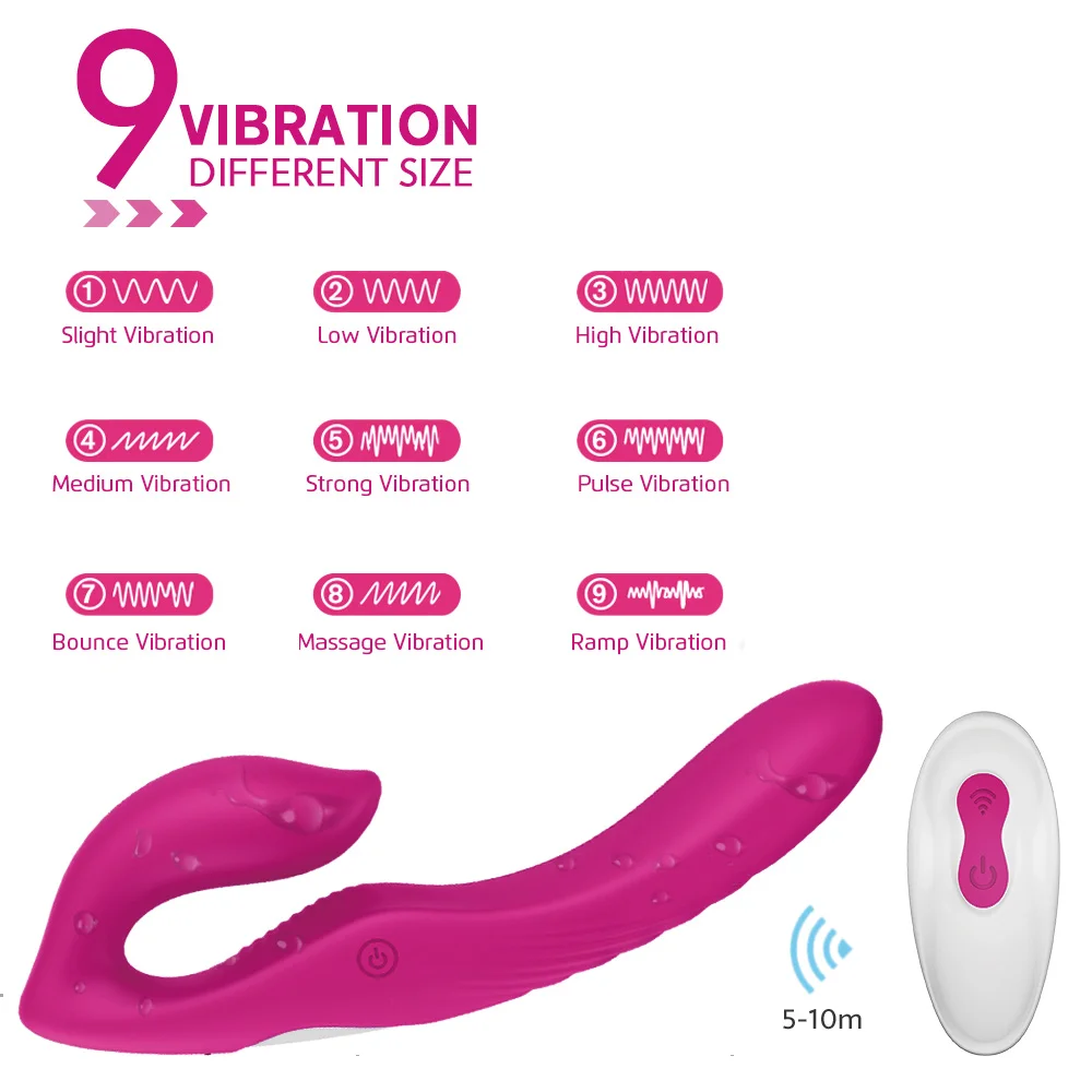 9 Speeds Strap-on Double Heads Dildo Vibrators for Women Couple Exotic Accessories Vagina Prostate Massager Adult Sex Toys