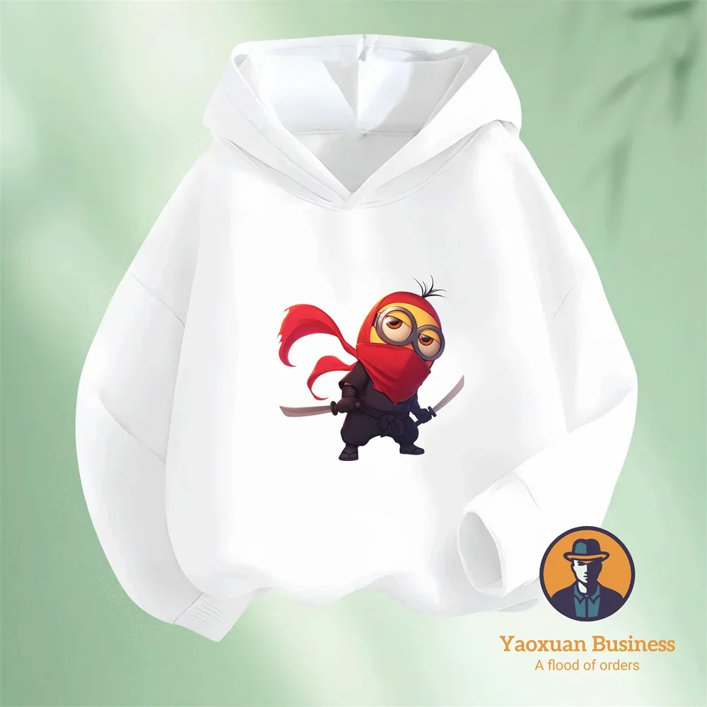 

2-14Y Boys Girls Loose Comfortable Pure Cotton Hoodie Minions Soft Cartoon Leisure Outfit