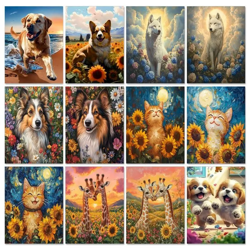 

SDOYUNO 5D Diamond Painting Full Square Dog Diamond Embroidery Mosaic Cross Stitch Handmade Kits Art Home Decoration