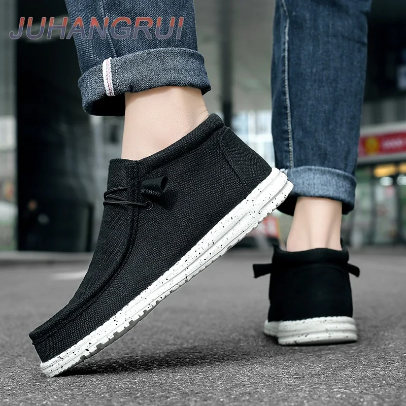 メンズカジュアルウォーキングシューズ通気性軽量キャンバスシューズローファーメンズアウトドアノンスリップソフトソールスニーカー耐摩耗性