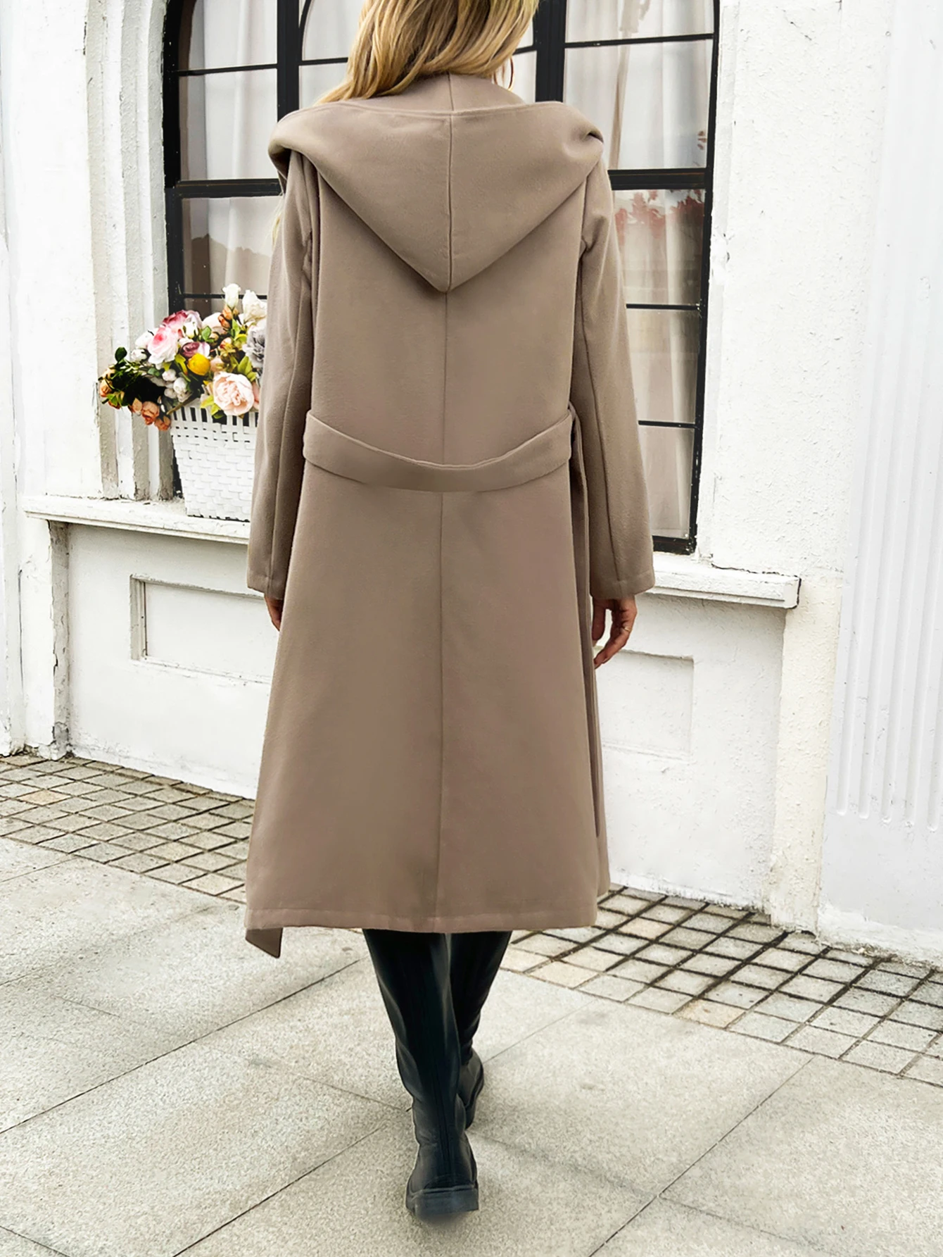 Women's woolen coat, mid to long waistband, warm and luxurious feeling, autumn and winter 2024 new European and American fashion