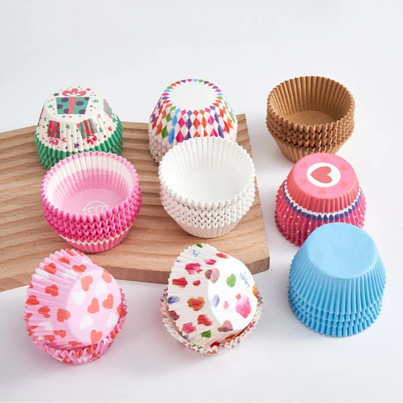 100Pcs Baking Cups Food Grade Cupcake Muffin Liners Paper Cup Baking Molds Greaseproof Wrappers Cupcakes Bakeware Cake Tools