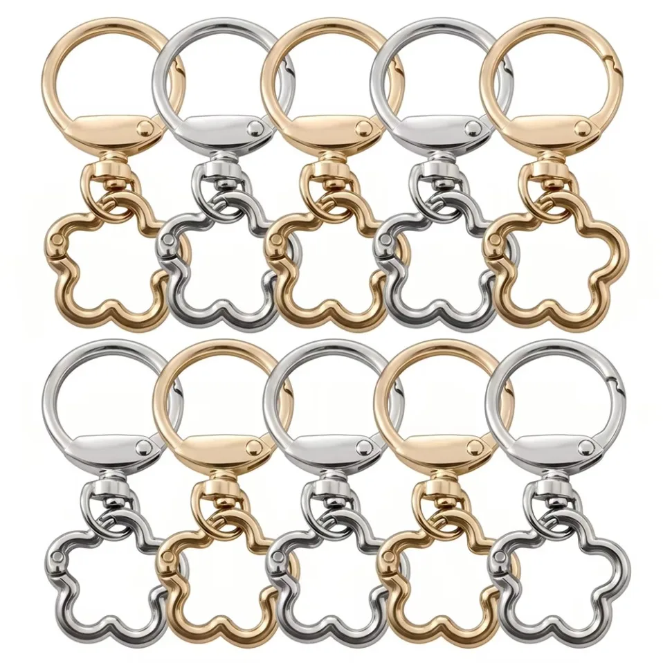 2/30/50 Sets Round Spring Snap Carabiner Clip flower Rings Swivel Trigger Hook Metal Clasps Keychain for Handbag Lanyards DIY