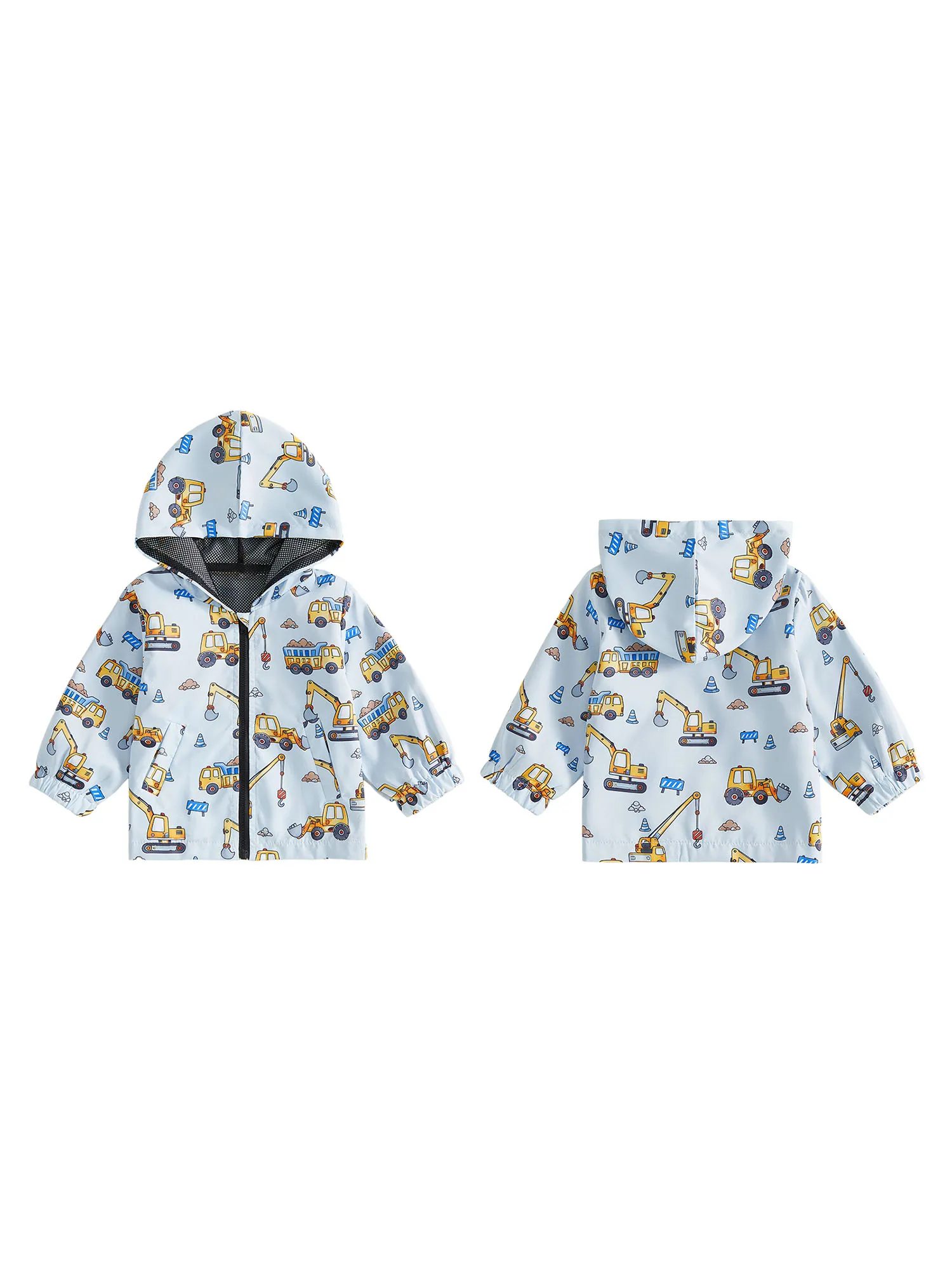 Fall Hood Jacket Zip Closure Toddler Boy Fall Jacket Excavator Print Print Print Long Sleeve Fall Hood Latest