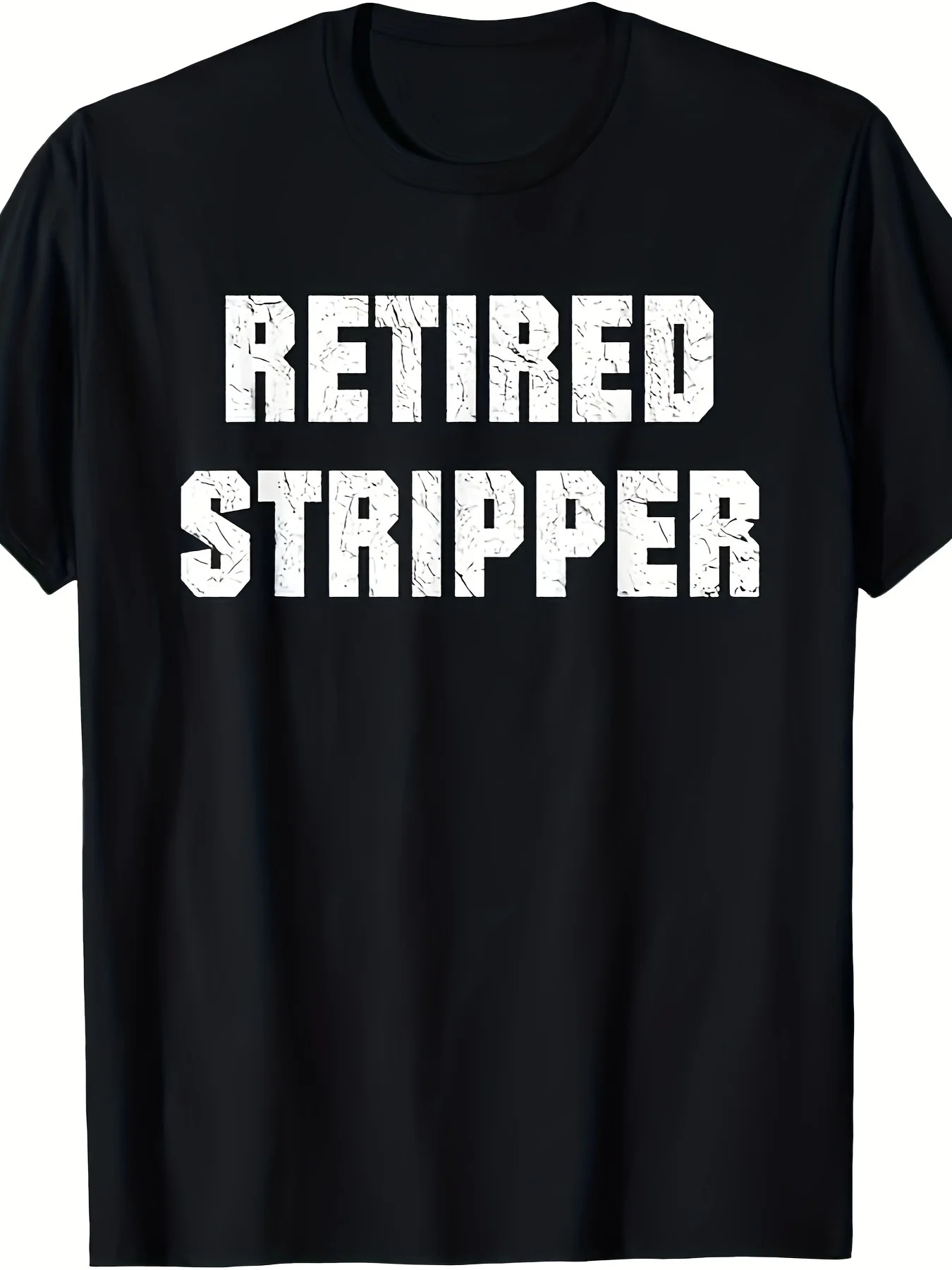 Camiseta estampada estilo jubilación para hombre - Cuello redondo edición suelta 50% algodón, rasgado