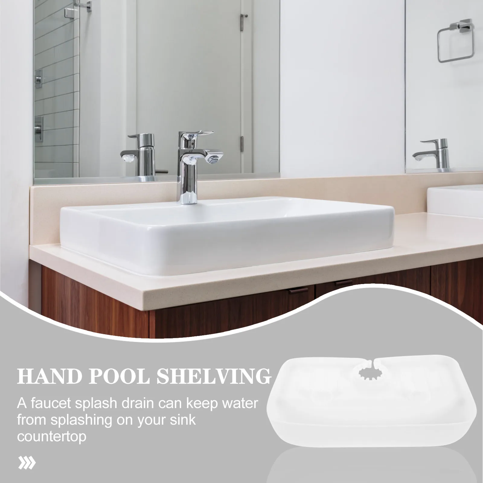 Kitchen Sink Drain Mat Faucet Splashing-Proof Draining Rack Adjustable Hole Faucet Guard Rack Storage Basket Sponge Brush Holder