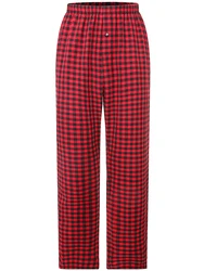 Men's red plaid pajama pants home loose straight with drawstring pockets fashionable can be worn outside