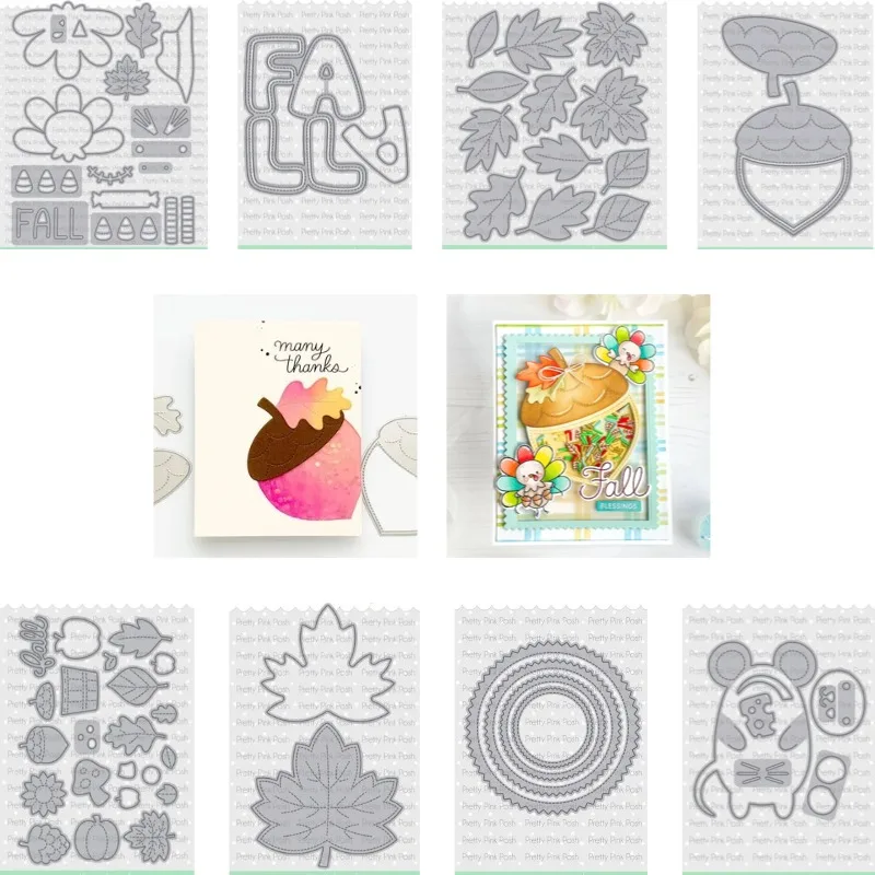 Mouse Gingham Circles Acorn Shaker Metal Cutting Dies Scrapbook Diary Decoration Stencil Embossing Template DIY Greeting Card