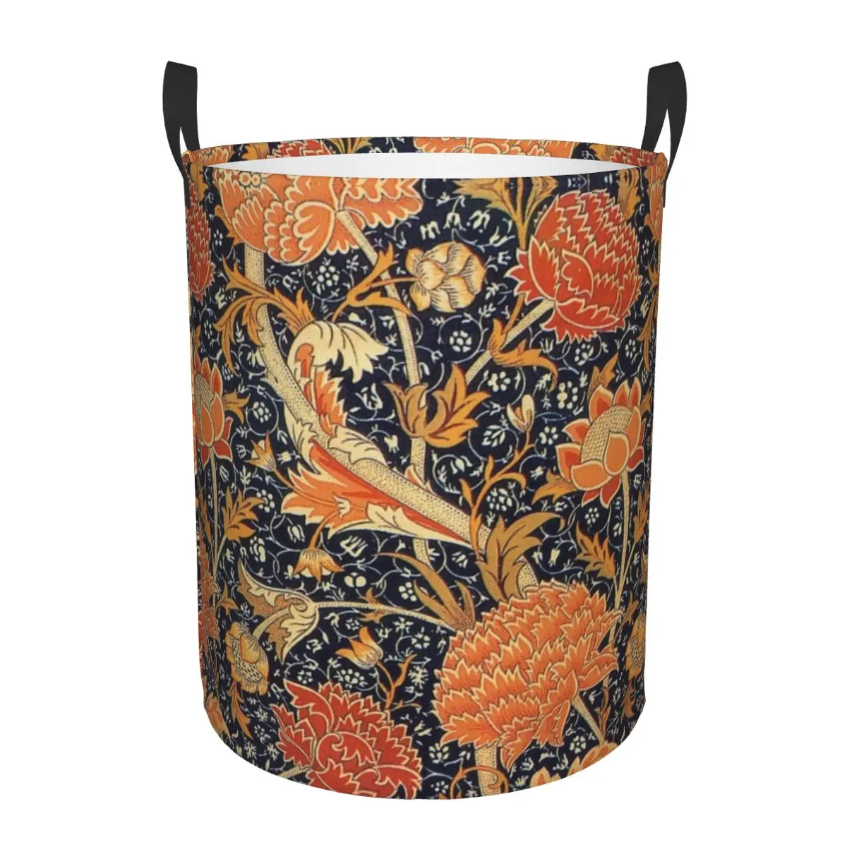 Custom William Morris Orange Cray Floral Art Laundry Basket Textile Pattern Clothes Hamper for Baby Kids Toys Storage Bag