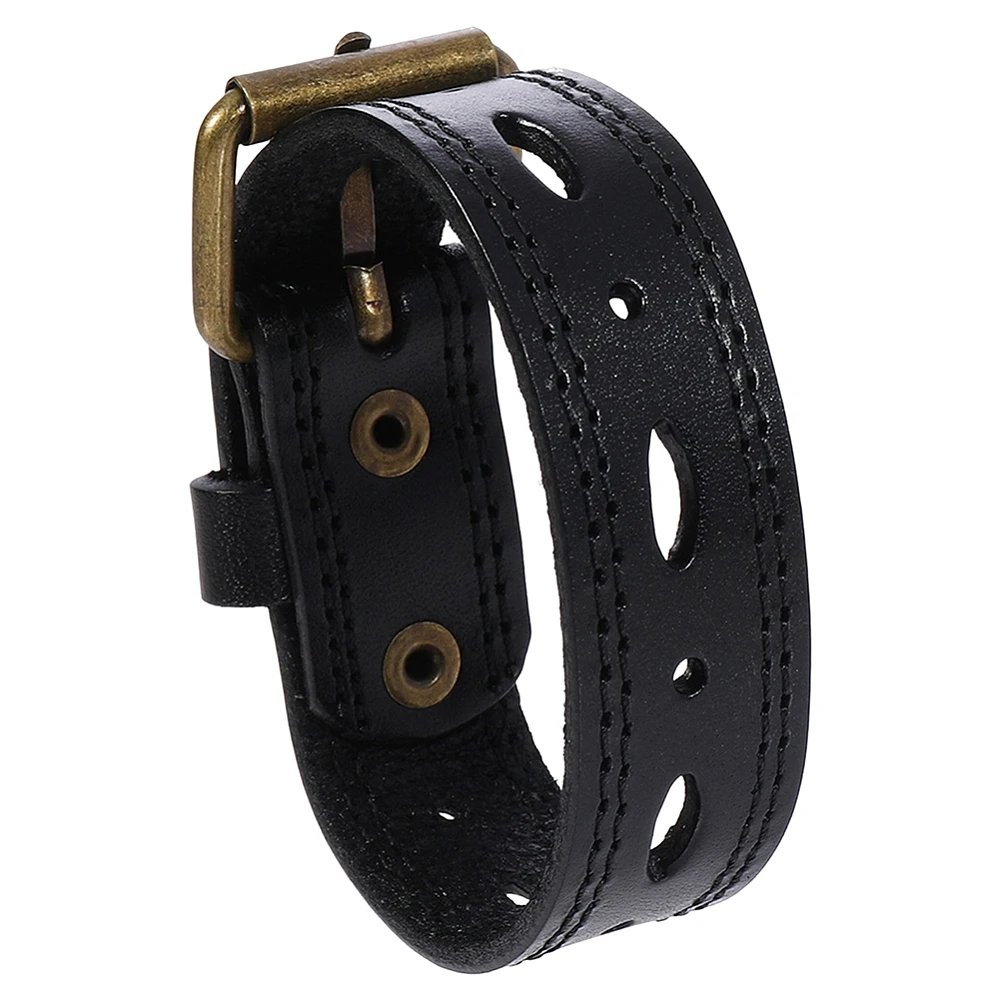 Vintage Wide Cowhide Leather Print Pattern Cuff Bracelet Retro Handmade Genuine Leather Wrap Wristband Bangle