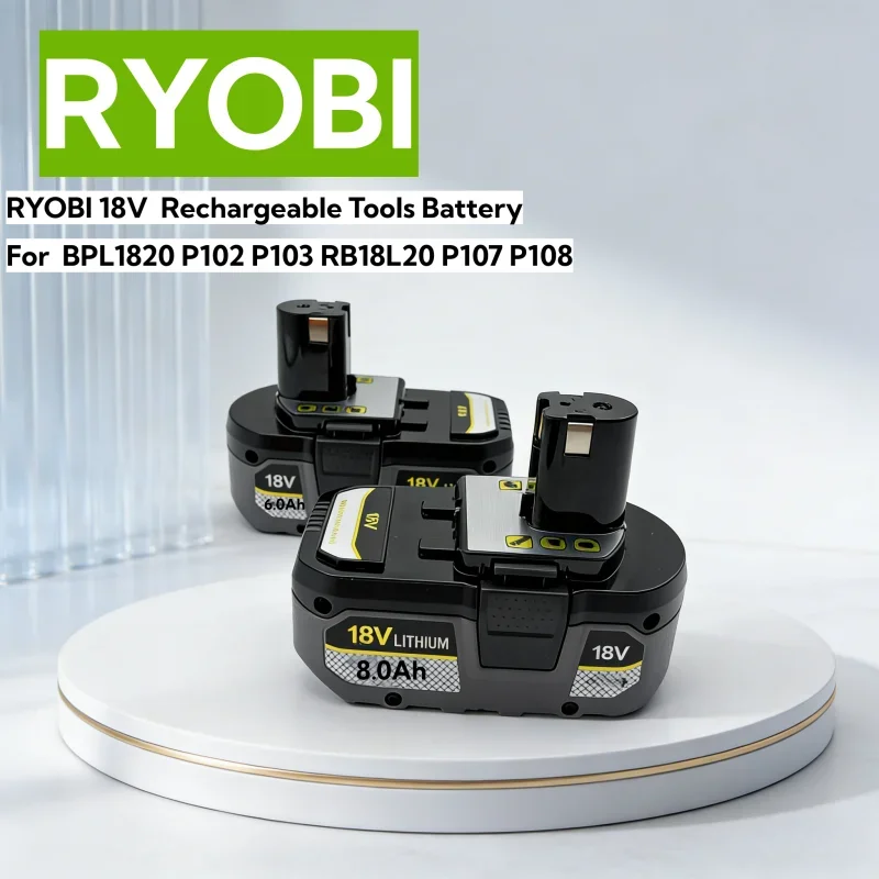 

18V 8000mAh Original RYOBI P108 18 Volt Li-ion Power Tools P104 P107 RB18L50 RB18L20 P108 High Capacity Rechargeable Battery
