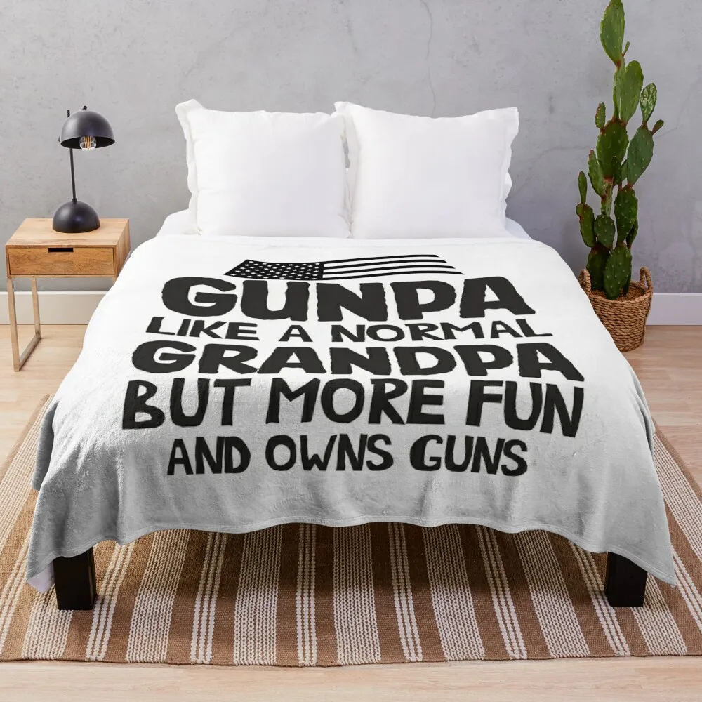 

Gunpa: Gun Lover Grandpa Funny Gun Enthusiast Old Man Pro 2A Throw Blanket Quilt manga Blankets