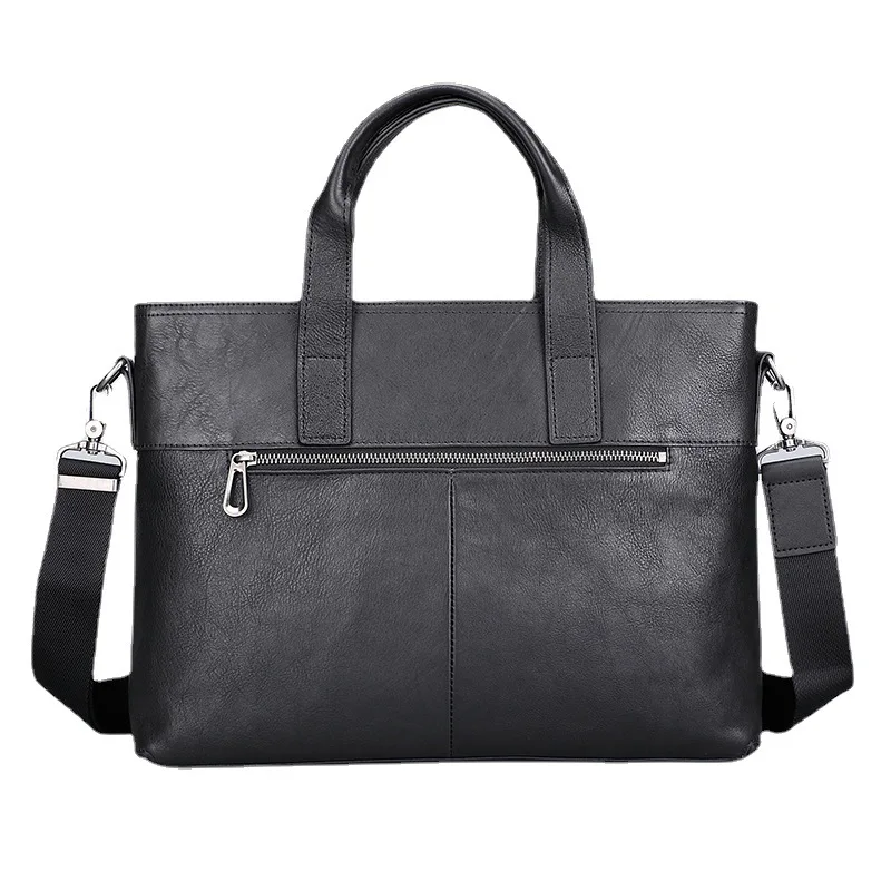 New Top Grain Leather Briefcase for Men Business Vintage Messenger Bag Office Work Laptop Shoulder Bag