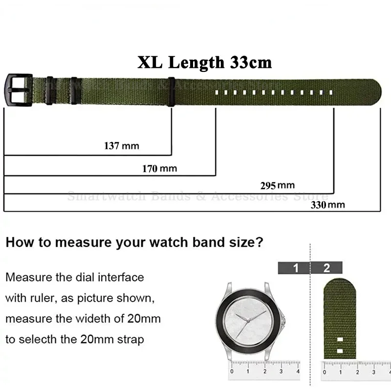 Nylon Watch Strap for Omega for Seiko for Tudor Universal Wrist Band Military Watch Band XL Super Long Size 33cm Band 18/20/22mm