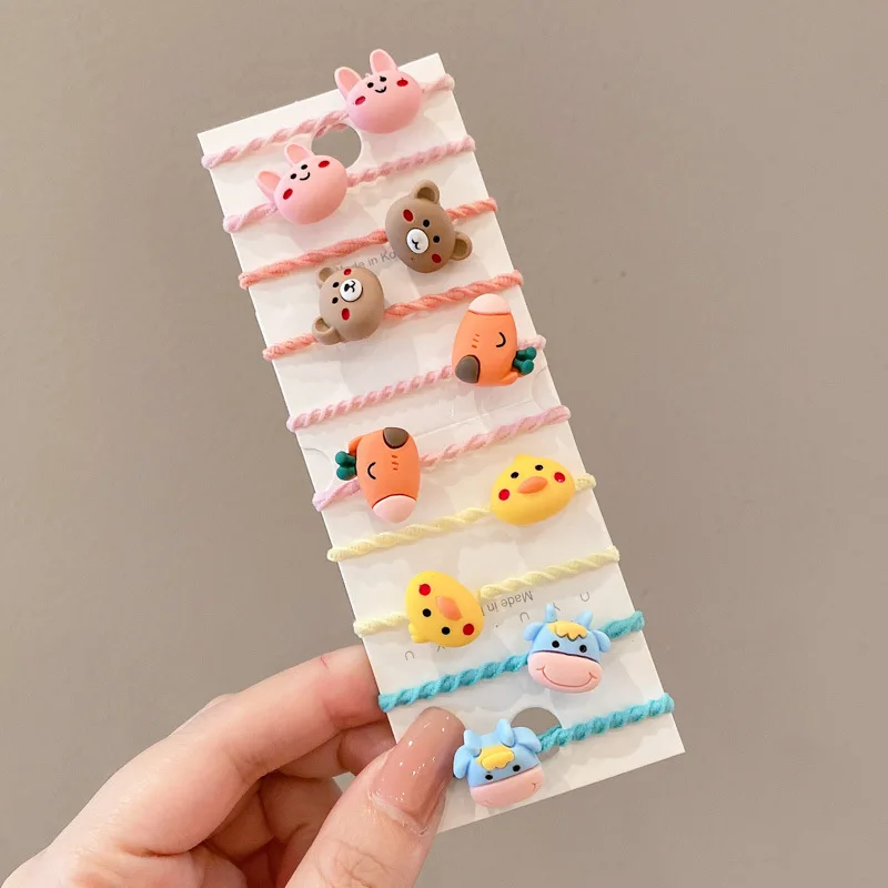 

High-Elasticity Children's Hair Tie Set, Cute Cartoon Hair Ties, Soft and Non-Damaging to Hair, Girls' Braided Hair Rubber Bands