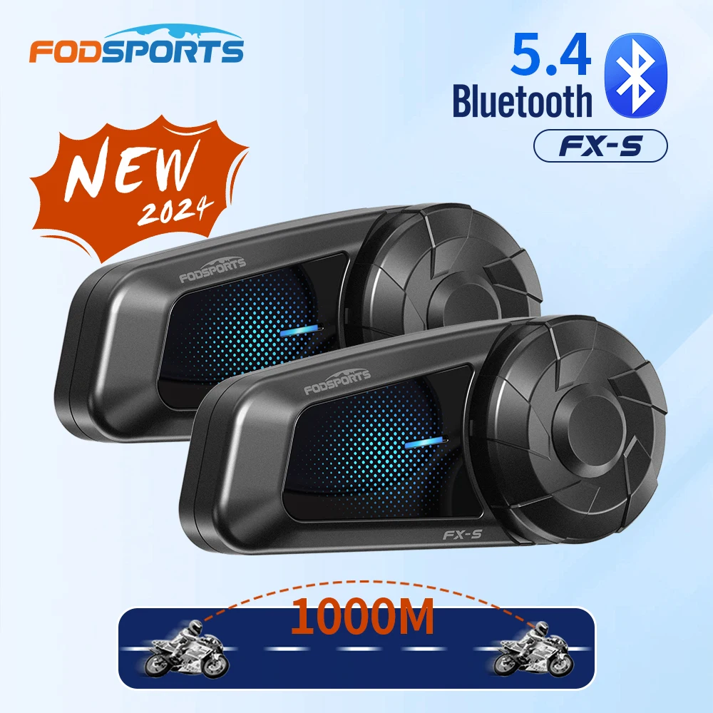 

2 pieces Fodsports FX-S Motorcycle Intercom,Bluetooth Helmet Intercom,Motorcycle helmet Headset,1000M,BT5.4