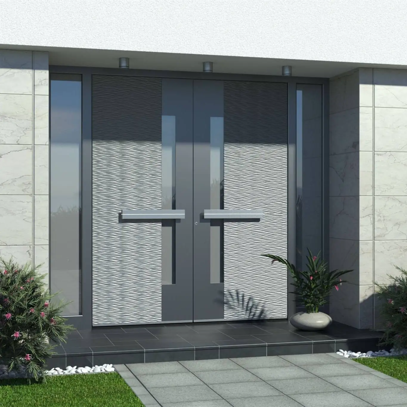 Heavy Duty Luxurious Villa Double Door Hurricane Impact Resistant High Quality Sturdy Hinged Doors Theft Proof Entrance Doors