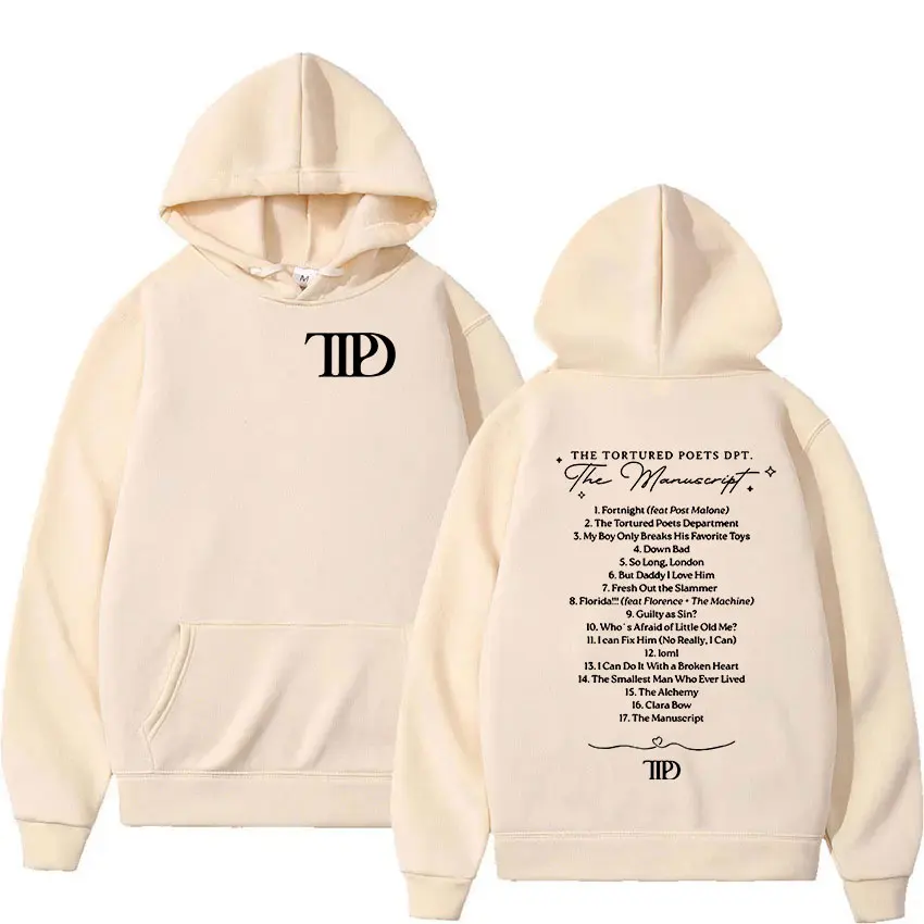 New Album The Tortured Poets Department 2024 TTPD Print Hoodie Man Women Casual Fashion Oversized Sweatshirt Pullover Streetwear