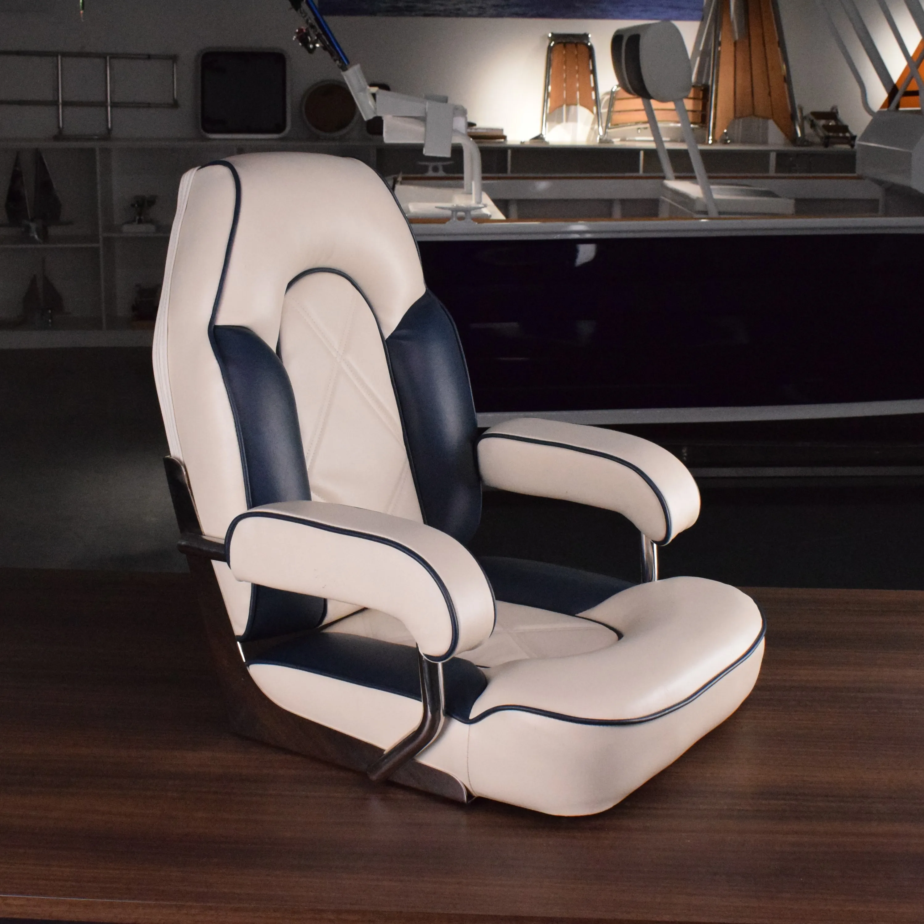 

Marine-grade PU Boat Cushion with Dual Core Foam Support System High Quality Helm Boat Seat Captain Chair for Yacht Boat