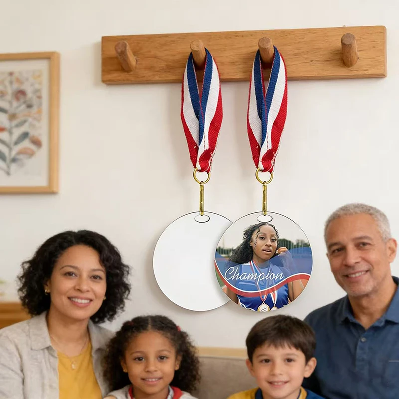 Personalized Picture Custom Mdf Medal Heat Transfer Density Board Medal Sports Event Medal Diy Gift Double-Sided Printing image 6
