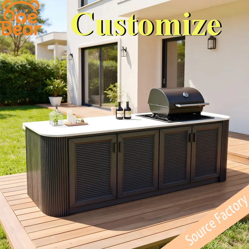 

Outdoor courtyard waterproof honeycomb aluminum island sink integrated washbasin garden villa rock slab curved workbench.