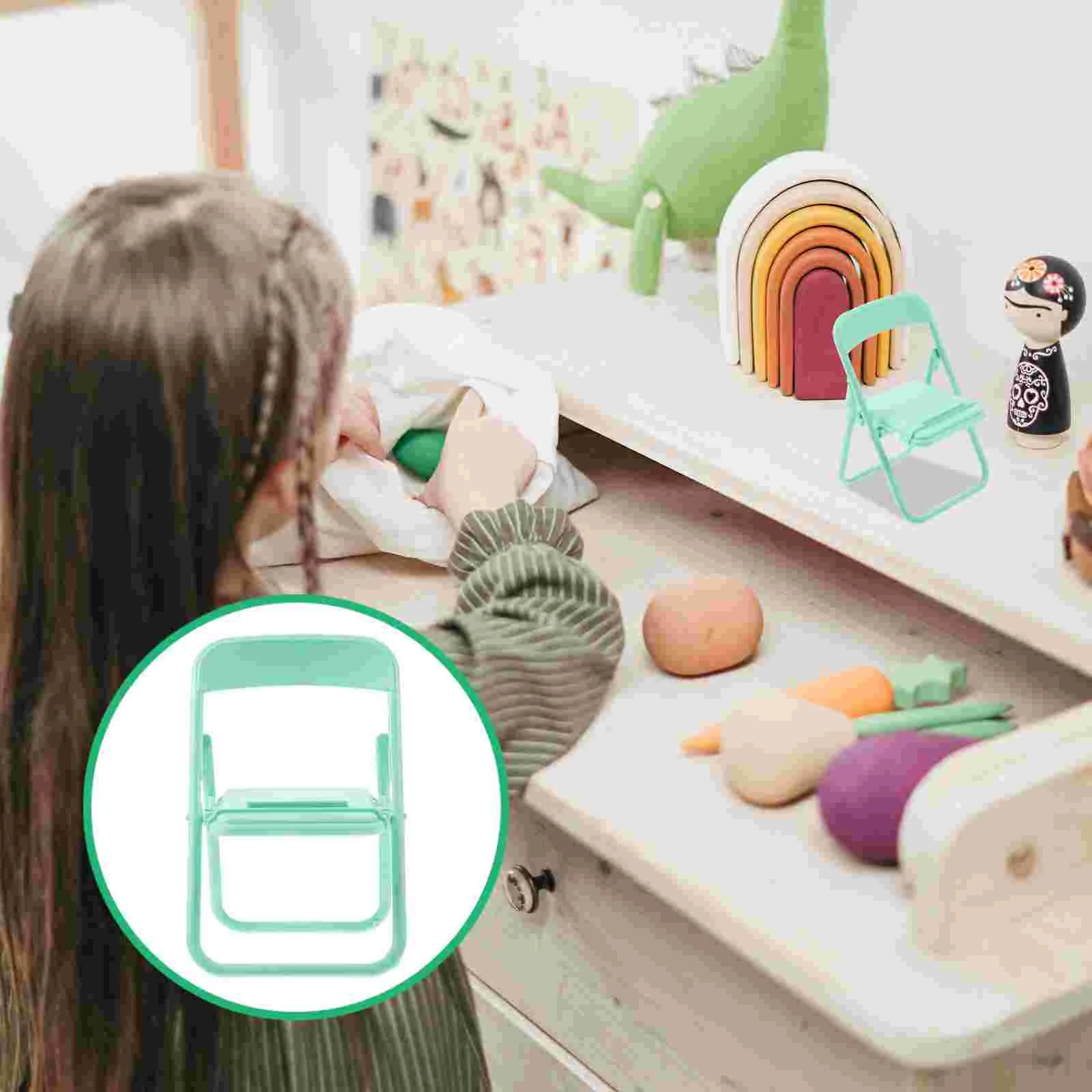 3 Pcs Dollhouse Chair Adorable Miniature Tiny Furniture DIY Folding Lounge Chairs