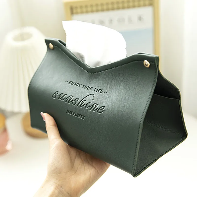 Leer Tissue Doos Auto Tissue Box Thuis Woonkamer Decoratie Slaapkamer Keuken Desktop Nordic Grote Opbergdoos Servet Houder