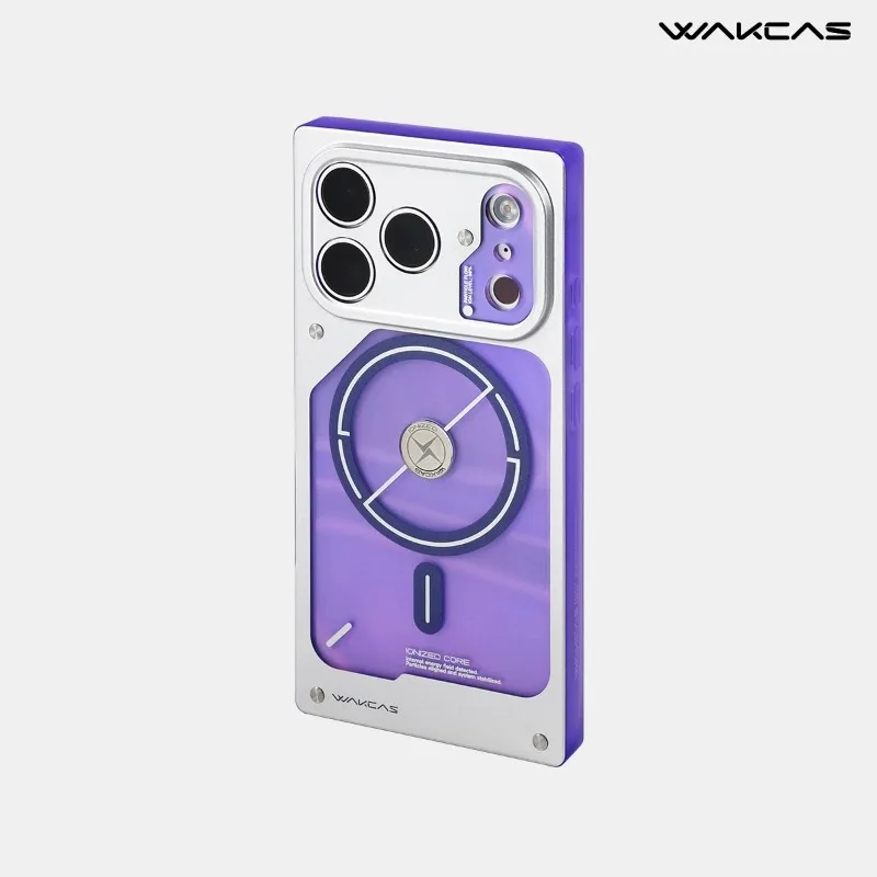 WAKCAS Square Electroplated Purple Cover for iPhone 17/18 Pro 17/18 Pro Max Magnetic Anti-fall Full-cover Phone Protective Case