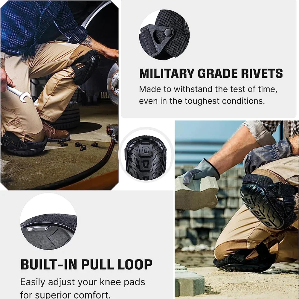 Gardening & Construction Knee Pads with Thick Gel Cushion,Professional Knee Pads for Work; Industrial Heavy Duty 1pair