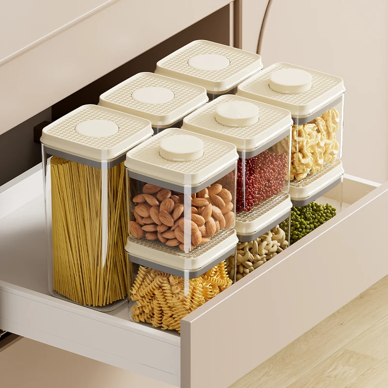 UFORU  Kitchen press-type vacuum sealed jar Food-grade moisture-proof grain storage box Plastic storage jar for snacks