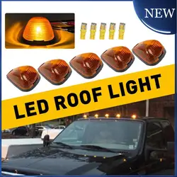 5pcs New Amber LED Cab Roof Marker Lights Kit For Ford F250 F350 F450 1999-2016 Super Duty Dome Lights Yellow Cover