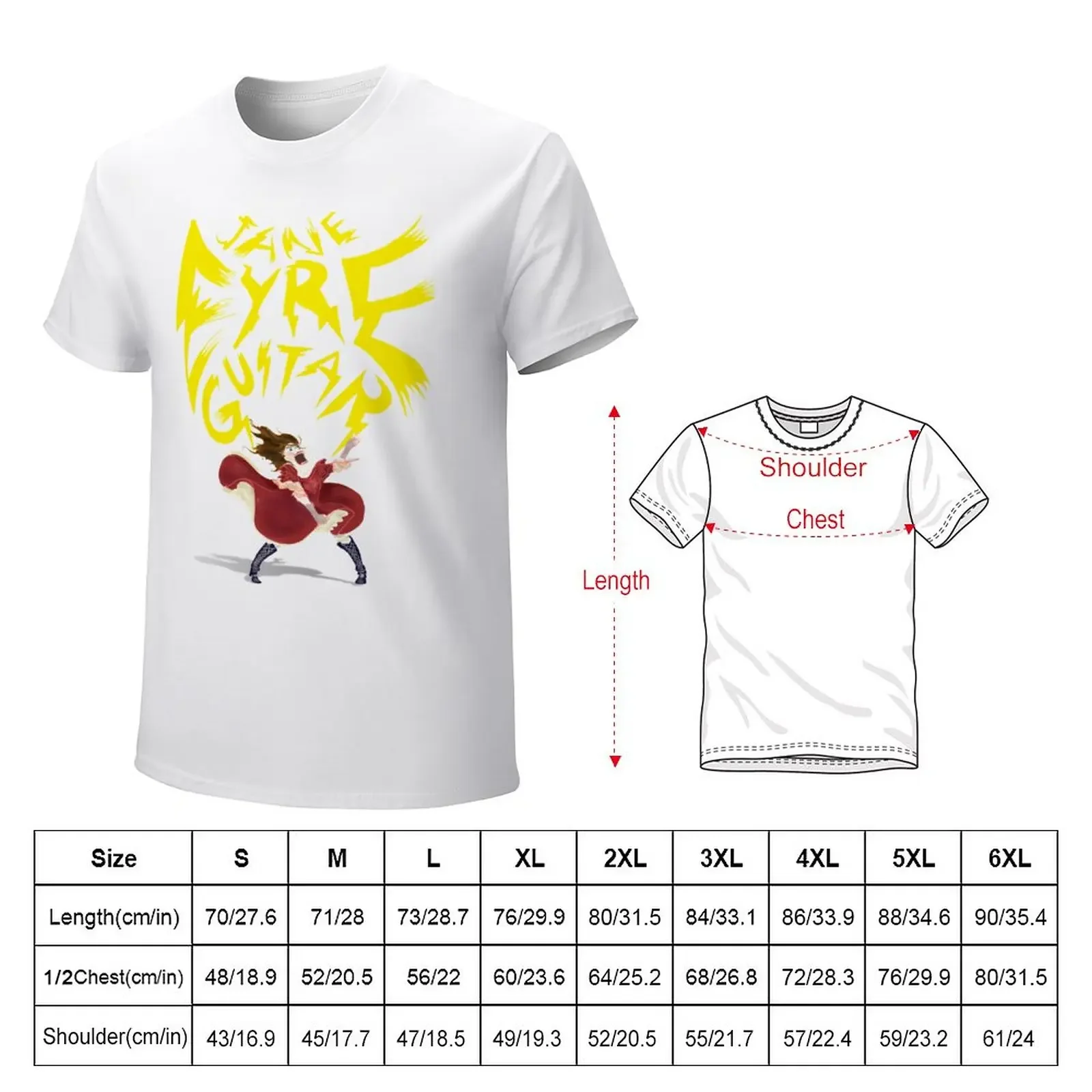 Jane Eyre Guitar T-Shirt Short sleeve tee for a boy aesthetic clothes T-shirts for men cotton